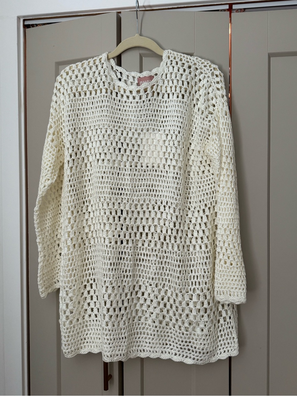 Show Me Your MuMu Cream Crochet Swim Coverup